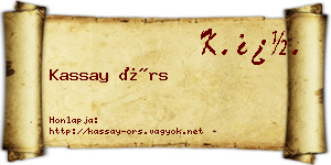 Kassay Örs névjegykártya