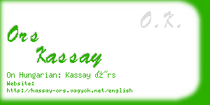 ors kassay business card